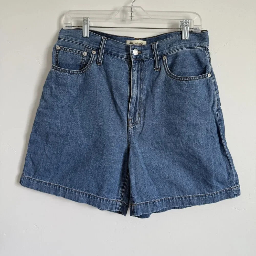 Madewell High Rise Long Denim Shorts Women Size 30